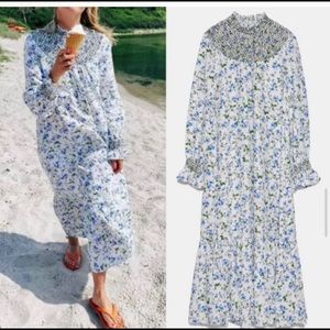 Cottage core prairie Zara smocked floral dress